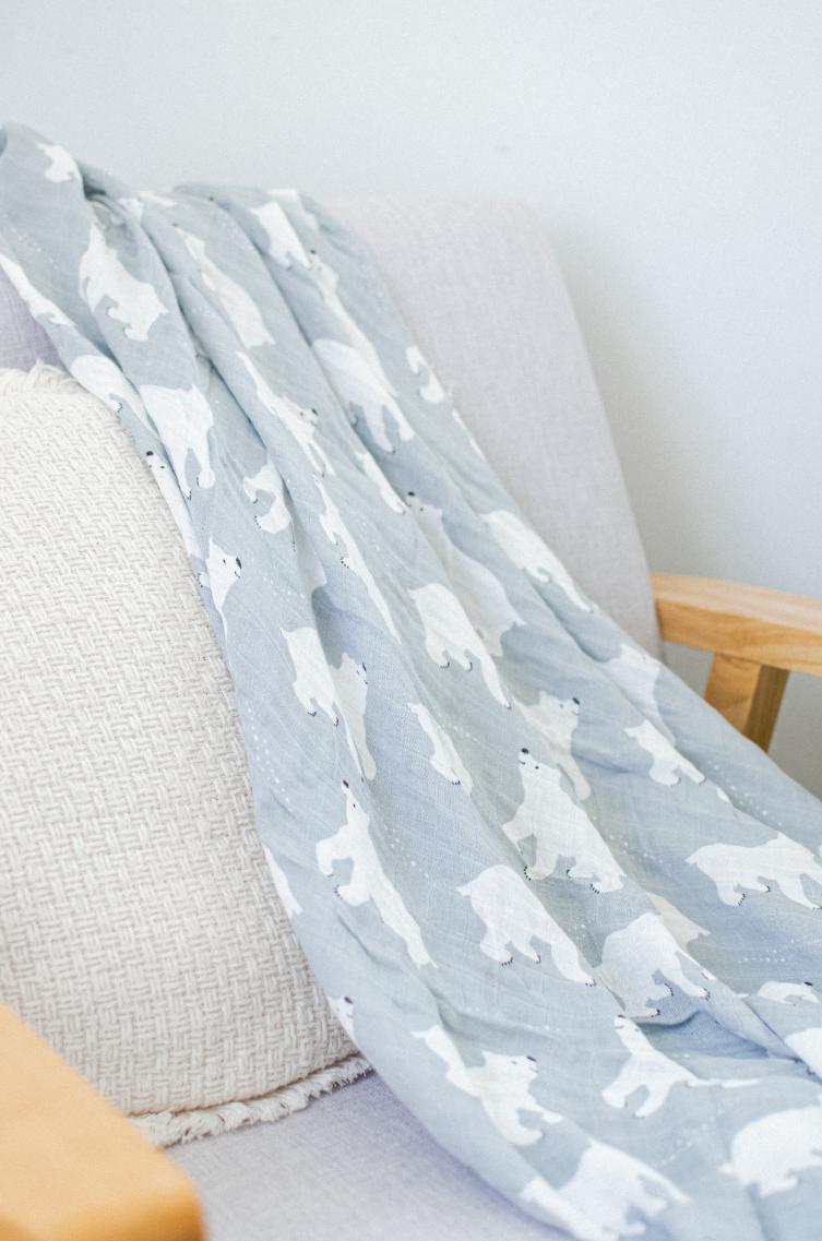 Muslin Cotton Swaddle - Polar Bear Dreams