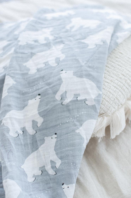 Muslin Cotton Swaddle - Polar Bear Dreams