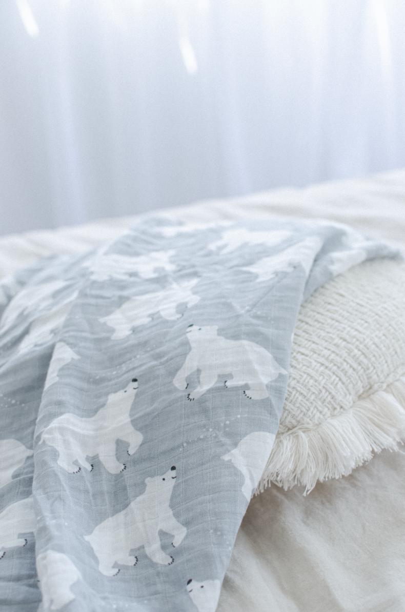 Muslin Cotton Swaddle - Polar Bear Dreams